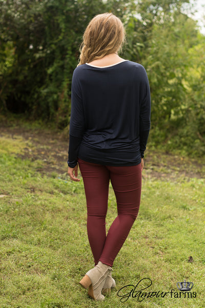 Harper Mainstay Sueded Top - Navy