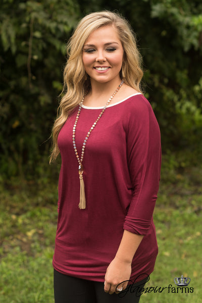 Harper Mainstay Sueded Top - Wine