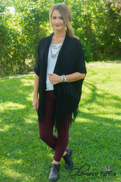 Heirloom Fringe Cardigan - Black