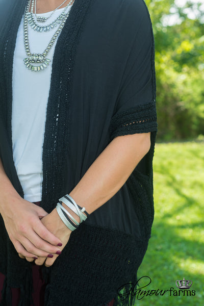 Heirloom Fringe Cardigan - Black