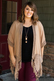 Curvy| Heirloom Fringe Cardigan - Mocha