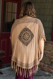 Curvy| Heirloom Fringe Cardigan - Mocha