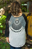 Curvy| Henley Lace Top - Tan/Black