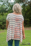 Curvy| High Tide Tunic - Gray/Coral
