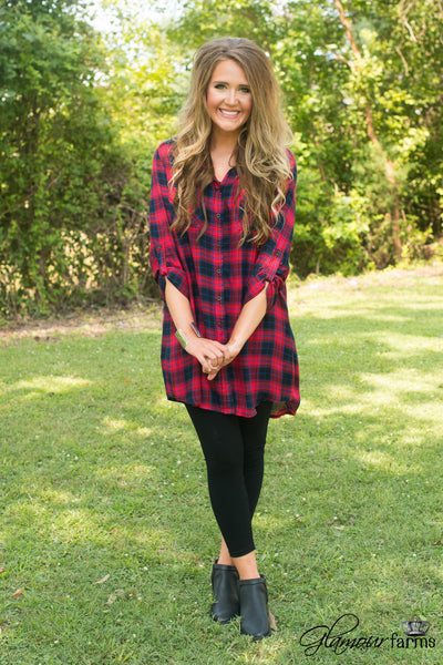 Highland Plaid Tunic - Red