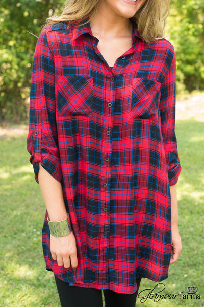 Highland Plaid Tunic - Red