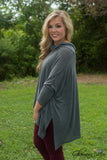 Hollyn Cowl Neck Top - Charcoal Gray