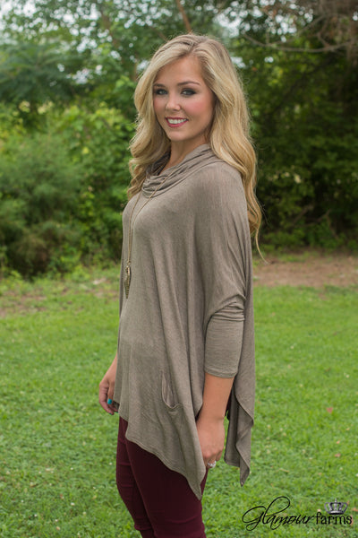 Hollyn Cowl Neck Top - Mocha
