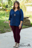 Curvy| In Perfect Harmony Top - Navy