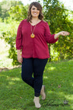 Curvy| In Perfect Harmony Top - Burgundy
