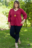Curvy| In Perfect Harmony Top - Burgundy