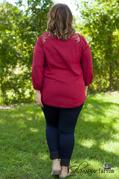 Curvy| In Perfect Harmony Top - Burgundy