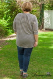 Curvy| Into Simplicity Striped Top - Charcoal