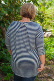 Curvy| Into Simplicity Striped Top - Navy