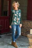 Jasmine Floral Top - Olive