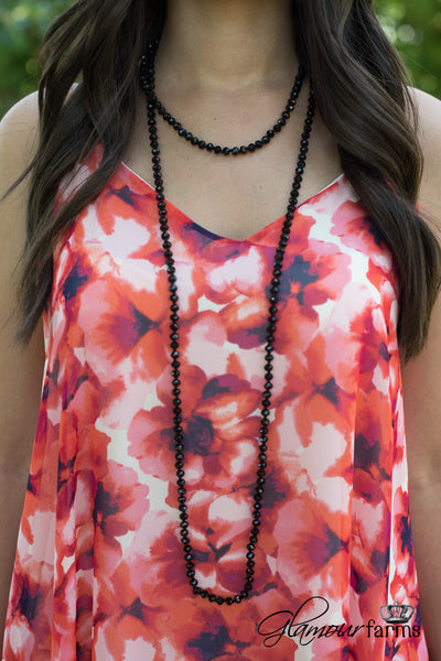 Jet Set Beaded Necklace - Black
