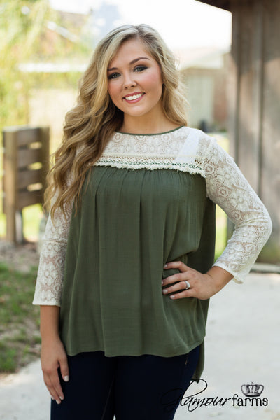 Juniper Lace Top - Olive
