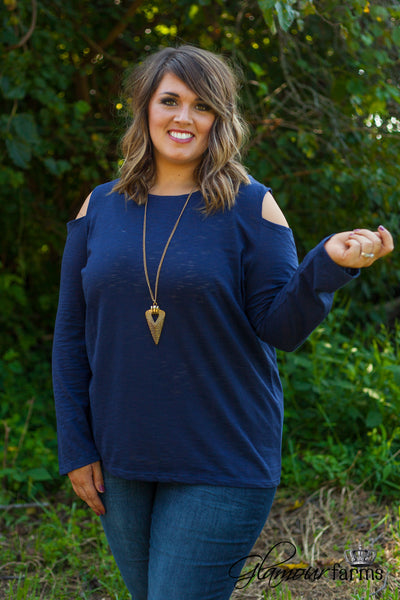 Curvy| Keep It Cool Top - Navy