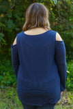 Curvy| Keep It Cool Top - Navy