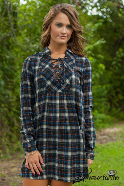 Kirby Hill Plaid Tunic/Dress - Black/Multi