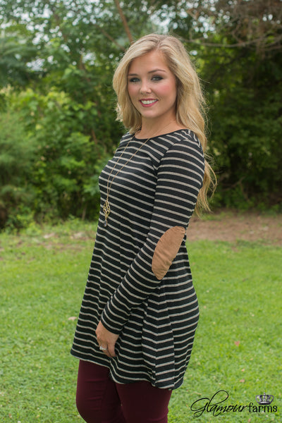 Lakewood Striped Tunic/Dress - Black/Oatmeal