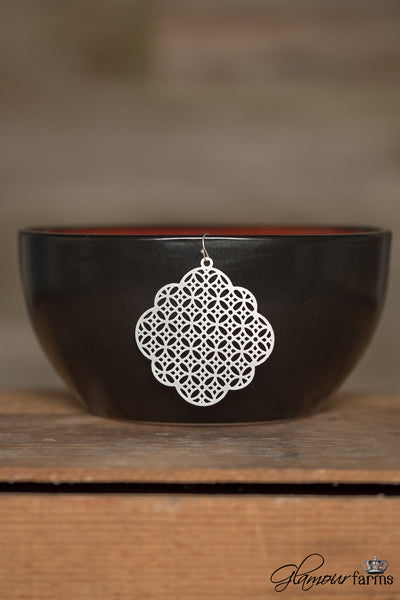 Lattice Beauty Earring - Matte Silver