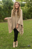 Like Wildfire Poncho - Taupe
