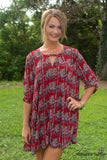 Lillian Floral Tunic/Dress - Burgundy