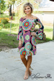 Made You Look Dress - Navy/Multi