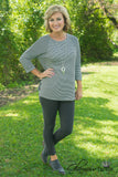 Mallory Button Top - Black Stripe