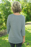 Mallory Button Top - Black Stripe