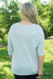 Mallory Button Top - Gray Stripe