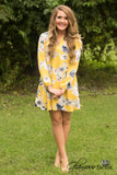 Marigold Floral Tunic/Dress - Mustard