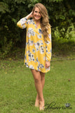 Marigold Floral Tunic/Dress - Mustard