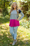 Matilda Striped Top - Navy