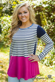 Matilda Striped Top - Navy