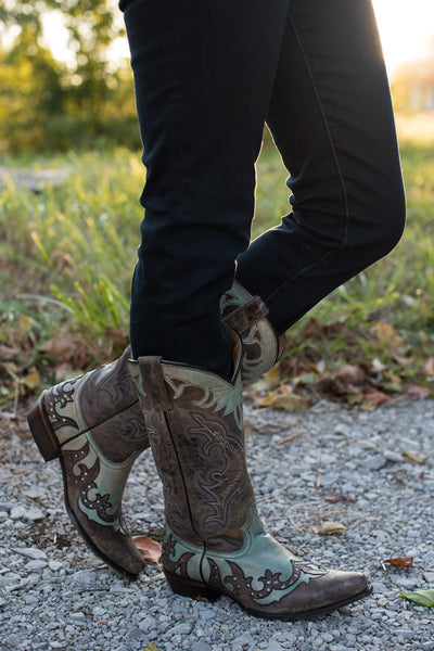 *1 LEFT - SIZE 10* Matisse Marfa Western Boot - Brown/Turqoise