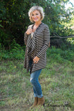 Mattie Striped Cardigan - Olive