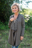 Mattie Striped Cardigan - Olive
