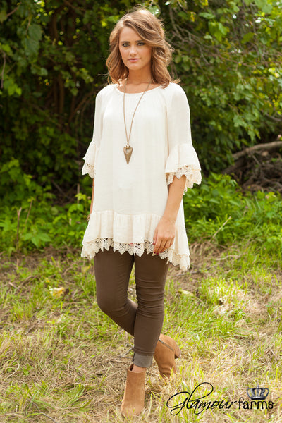 *1 LEFT - LARGE* Minie Lace Tunic - Ivory