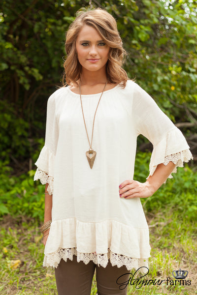 *1 LEFT - LARGE* Minie Lace Tunic - Ivory