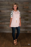 * 1 LEFT - SMALL* Miranda Dot Top - Light Pink