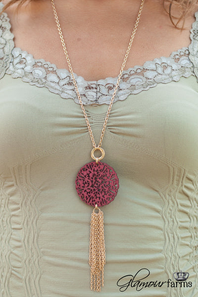 My Treasure Necklace - Burgundy/Worn Gold
