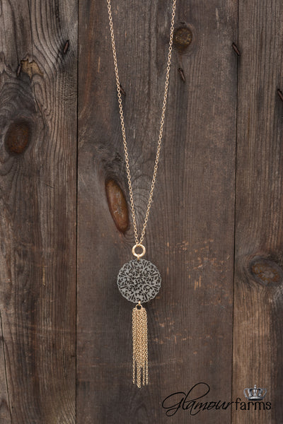 My Treasure Necklace - Dark Gray/Worn Gold