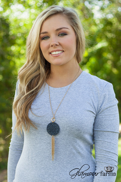 My Treasure Necklace - Navy/Worn Gold