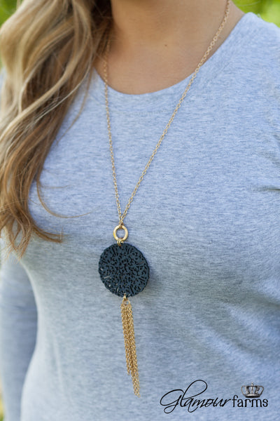 My Treasure Necklace - Navy/Worn Gold