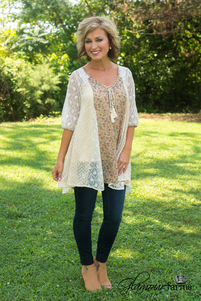 Natural Beauty Top/Tunic - Ivory/Olive