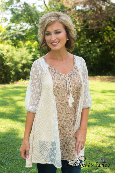 Natural Beauty Top/Tunic - Ivory/Olive
