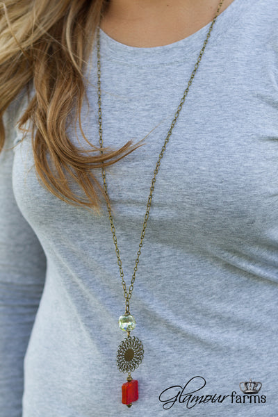 No More Secrets Necklace -Dark Orange/Worn Gold