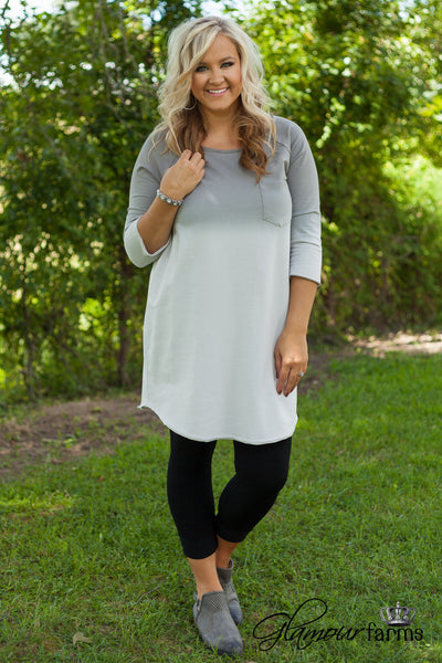 Curvy| Ombre Horizon Dress - Light Gray